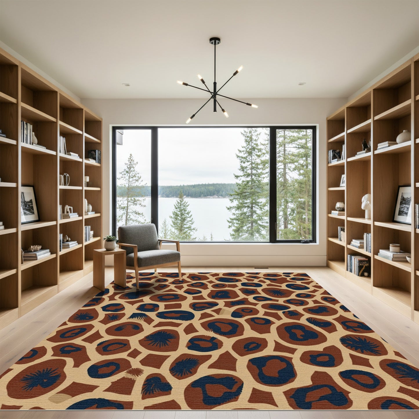 Brown Blue Animal Spot Patchwork Rug