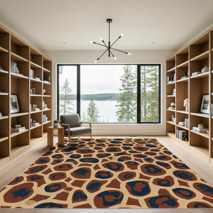 Brown Blue Animal Spot Patchwork Rug