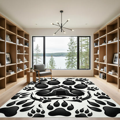 Black Paw Print Shelter Composition Rug