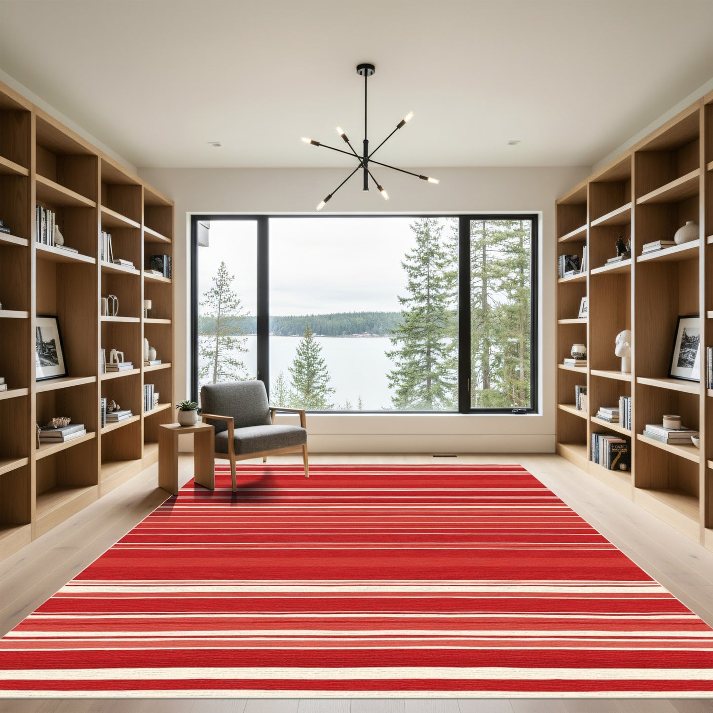 Vibrant Red Striped Horizon Rug