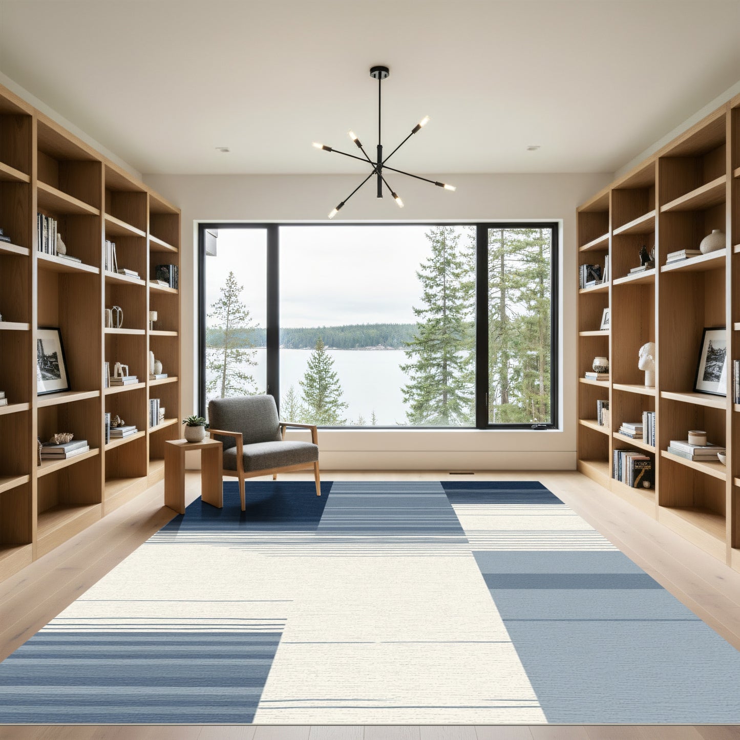 Cool Tones Abstract Stripe Collage Rug