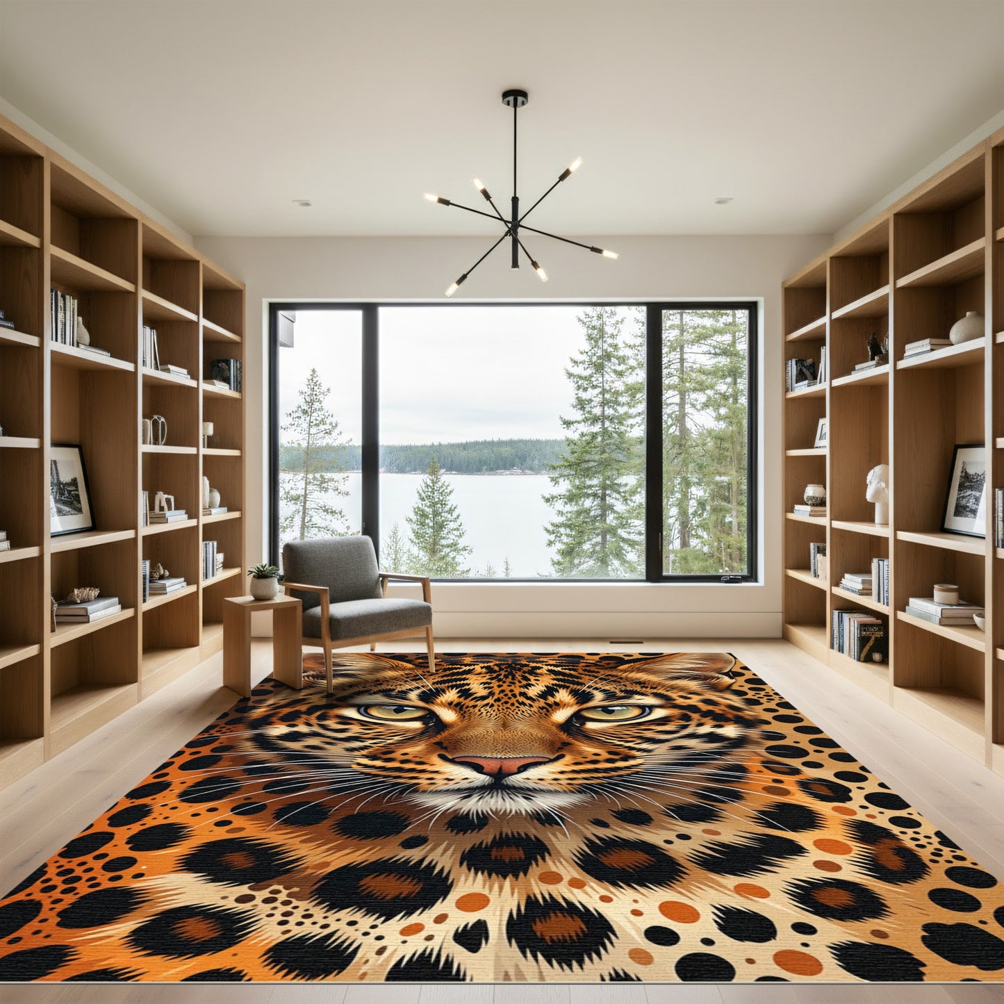 Bold Leopard Spots Animal Portrait Rug