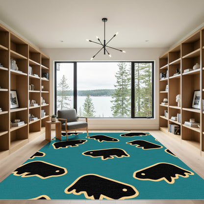 Teal Buffalo Silhouette Repeat Rug
