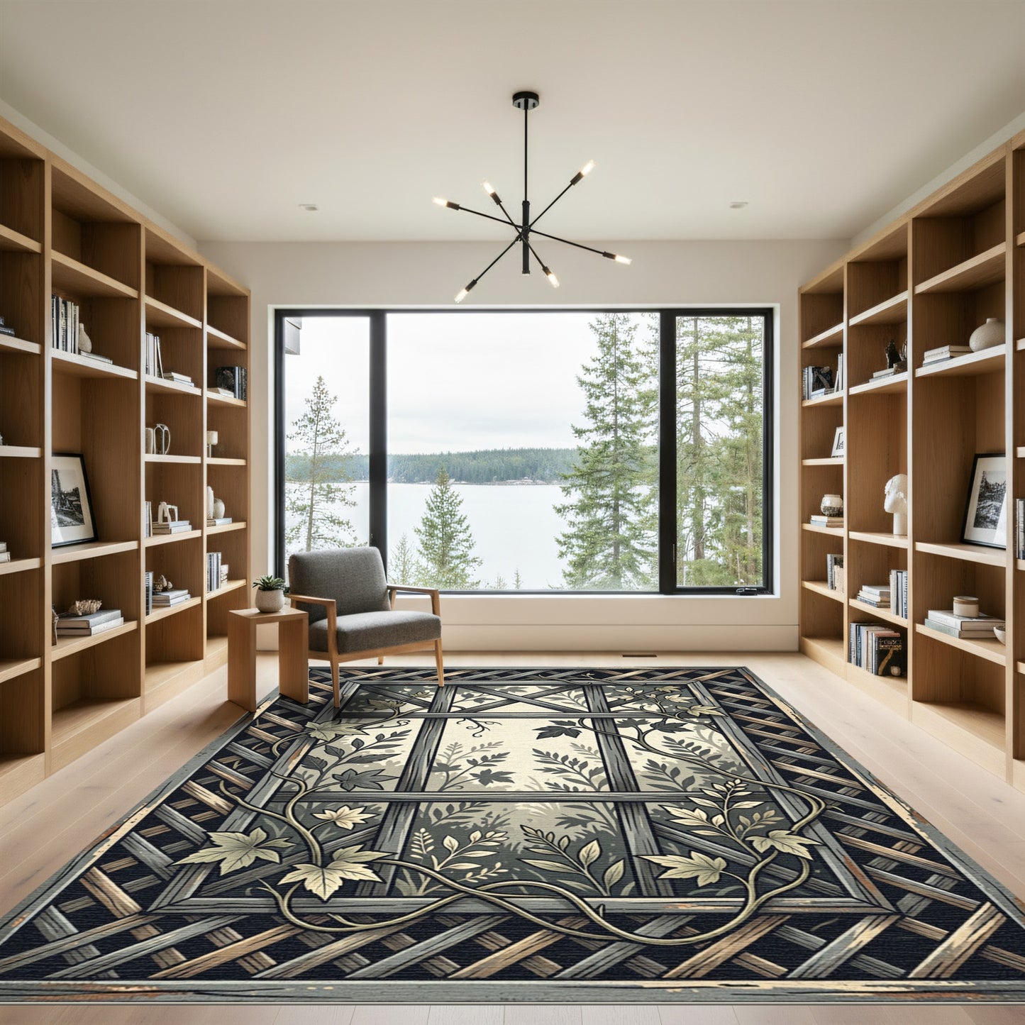 Grey Garden Trellis Vine Accent Rug