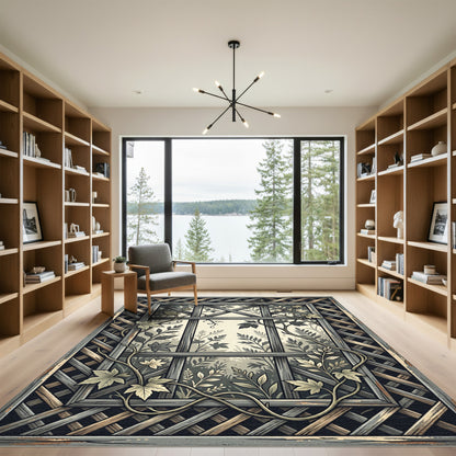 Grey Garden Trellis Vine Accent Rug