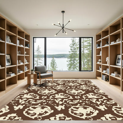Rich Chocolate and Cream Organic Blooms Rug