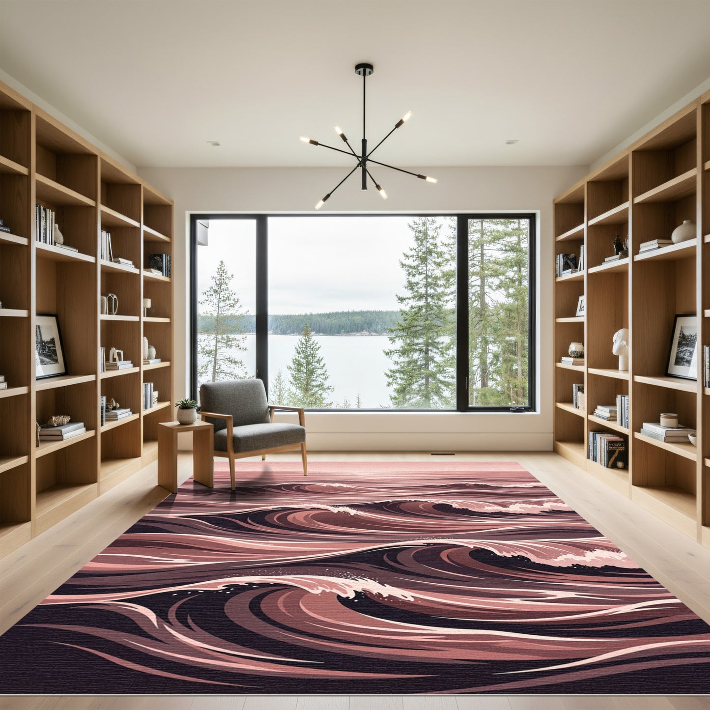 Rose Gold Ocean Wave Harmony Rug