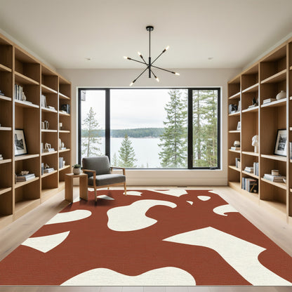 Rusty Brown Organic Shape Overlay Rug