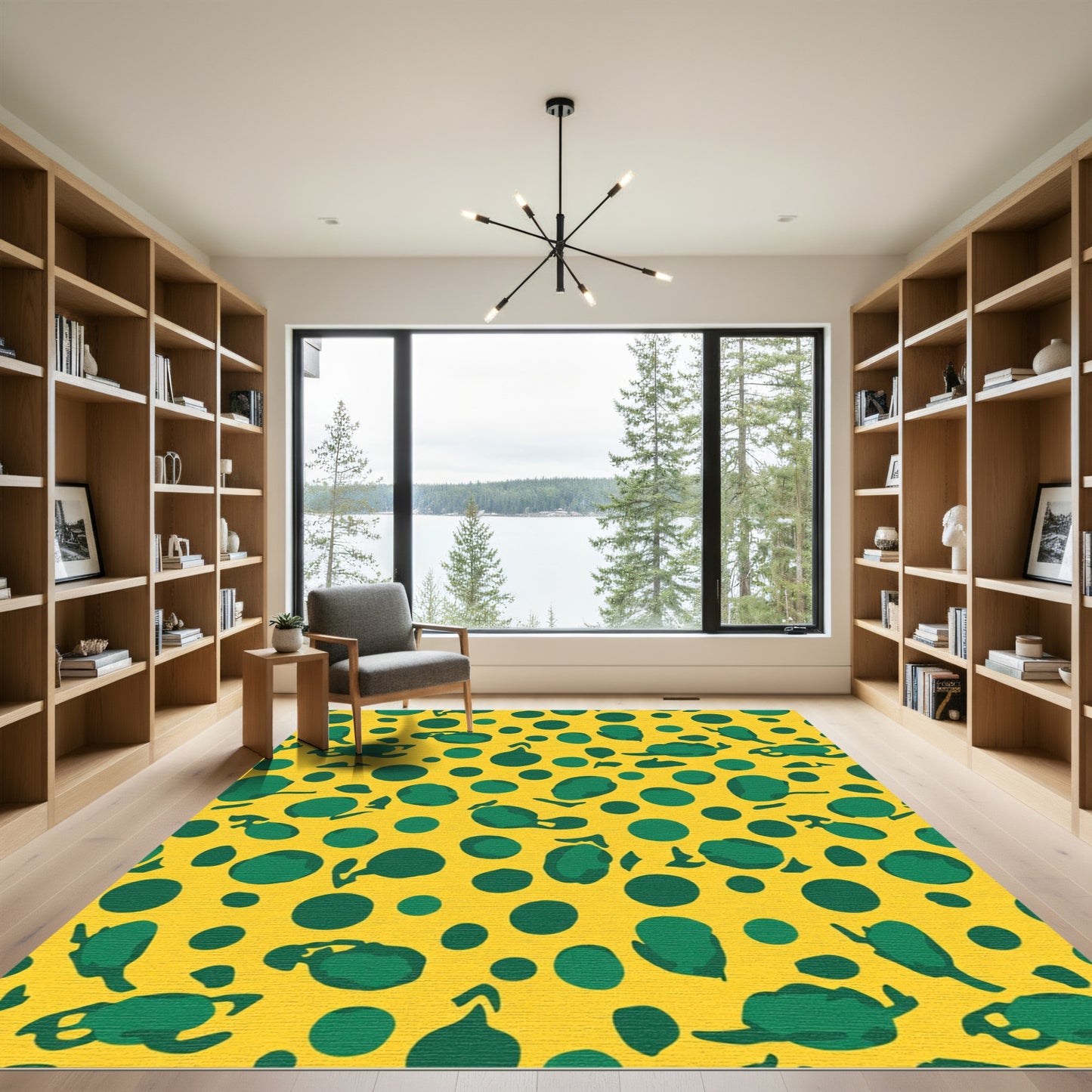 Abstract Green Blob Polka Dot Rug