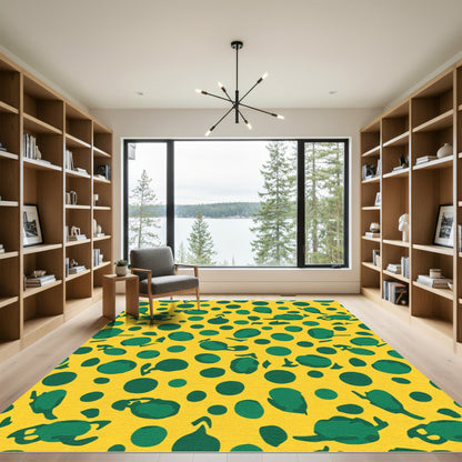 Abstract Green Blob Polka Dot Rug