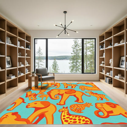 Children's Safari Animal Parade Rug