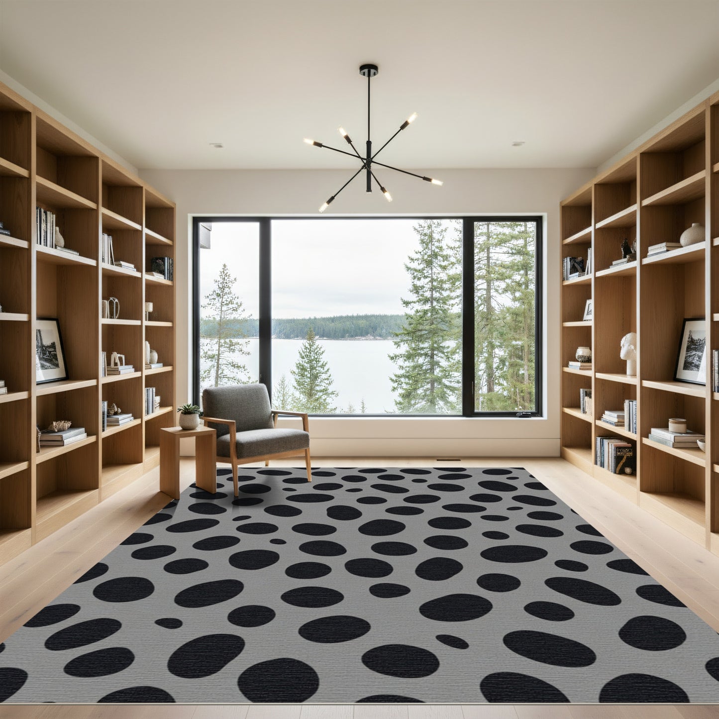 Abstract Black Dot Scattered Rug