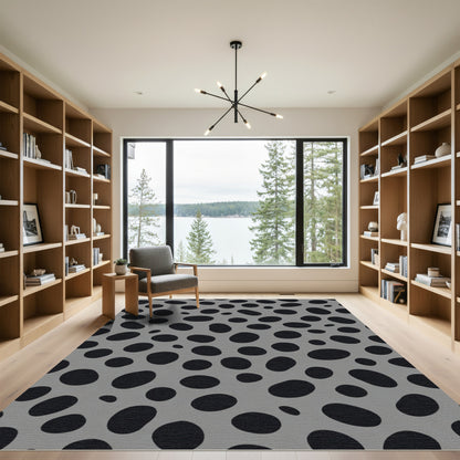 Abstract Black Dot Scattered Rug