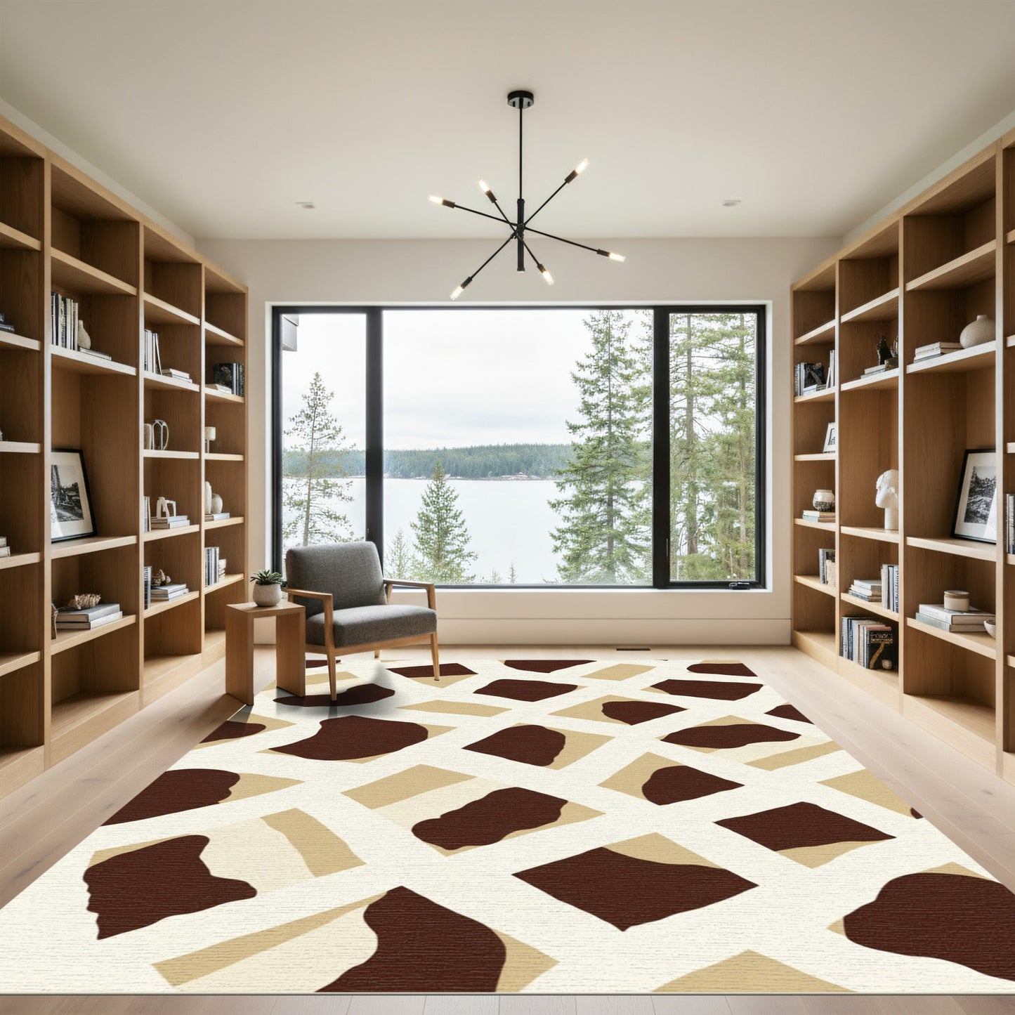 Abstract Animal Print Tan Brown Rug