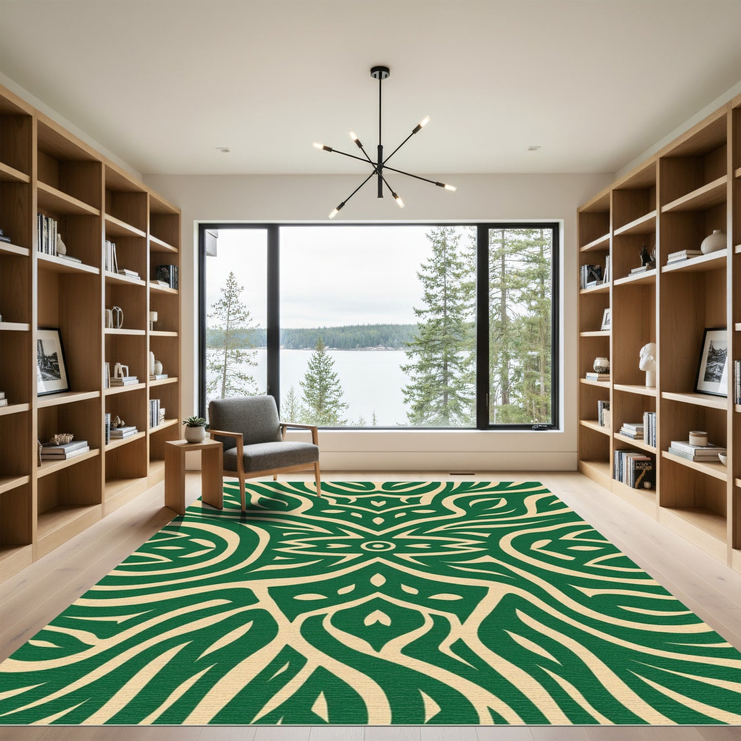 Emerald Green Abstract Organic Form Rug