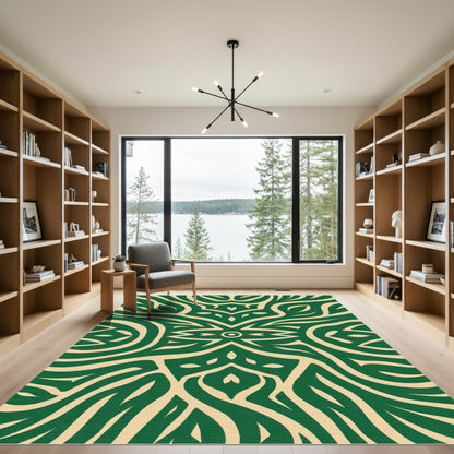 Emerald Green Abstract Organic Form Rug