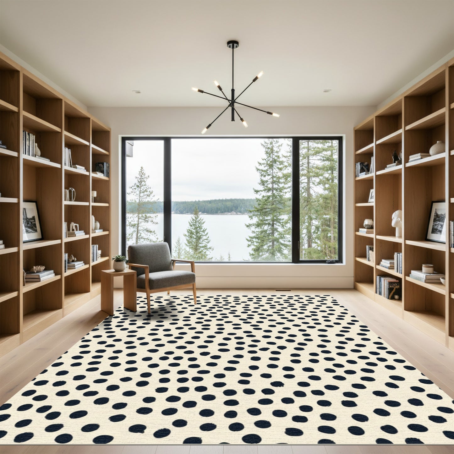 Cream Black Polka Dot Scatter Rug