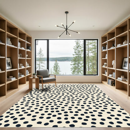 Cream Black Polka Dot Scatter Rug
