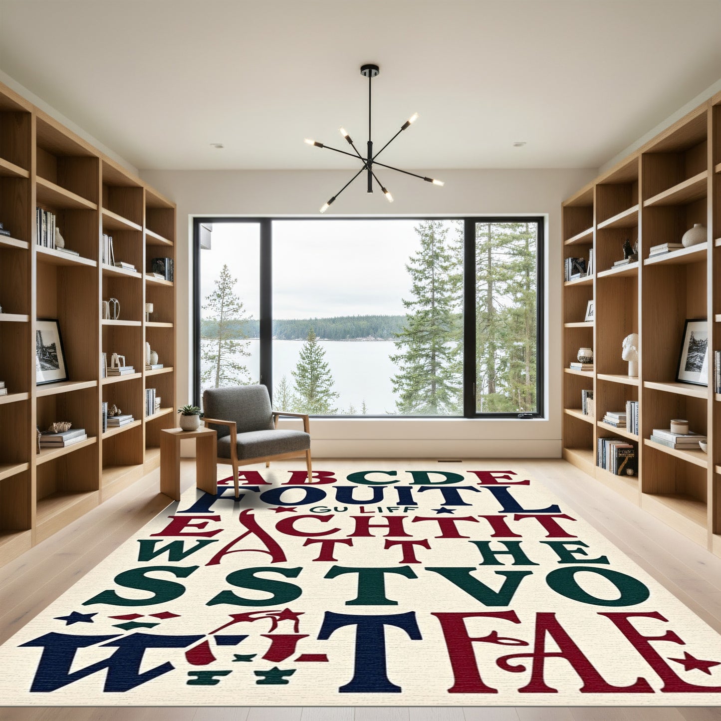 Bold Typographic Alphabet Letter Collage Rug