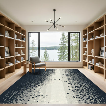 Dark Gray Pixelated Gradient Rug