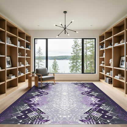 Digital Purple Geometric Crystal Rug