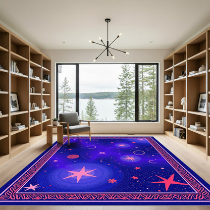 Vivid Blue Cosmic Starburst Rug