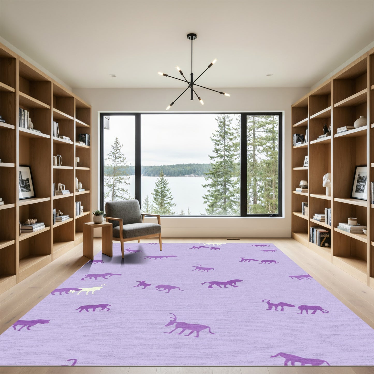 Lavender Purple Animal Silhouette Collection Rug