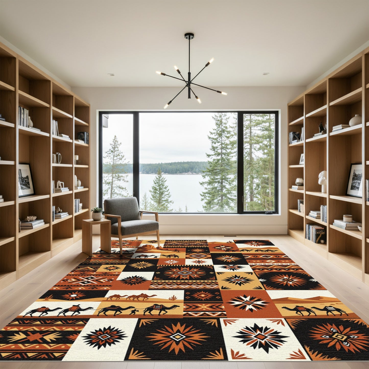 Caravan Desert Medallions Orange Black Rug