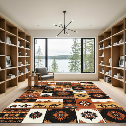Caravan Desert Medallions Orange Black Rug