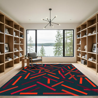 Random Red Orange Stripe Scatter Rug