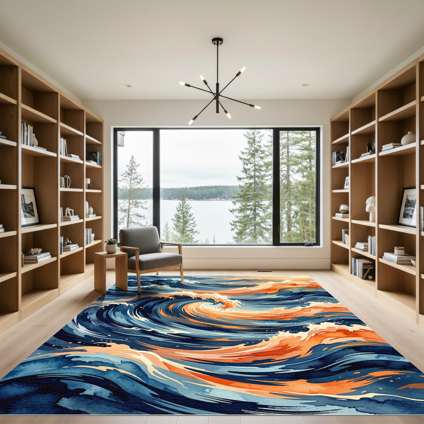 Vibrant Abstract Ocean Wave Rug