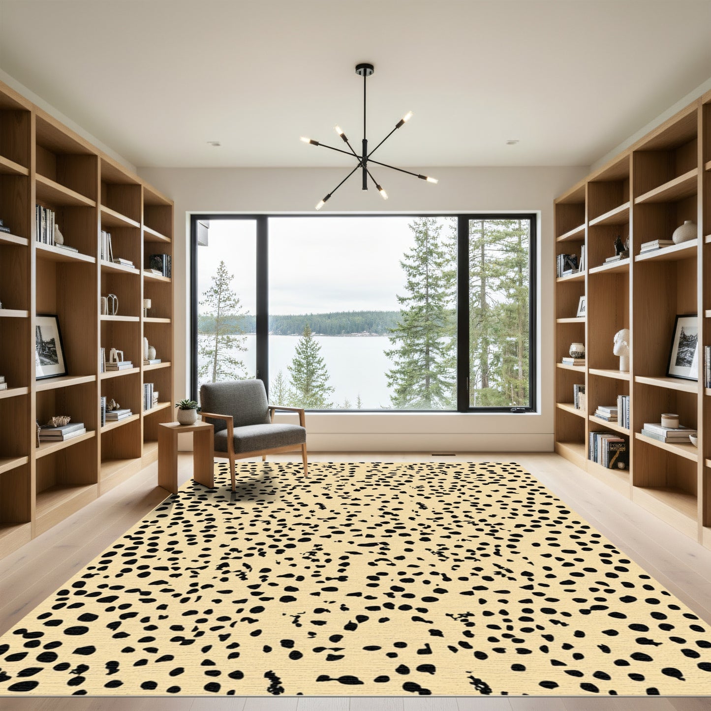 Beige Black Organic Spot Rug