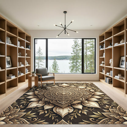 Cracked Sandstone Mandala Heart Emblem Rug