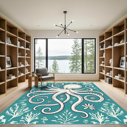 Whimsical Sea Creature Octopus Garden Rug