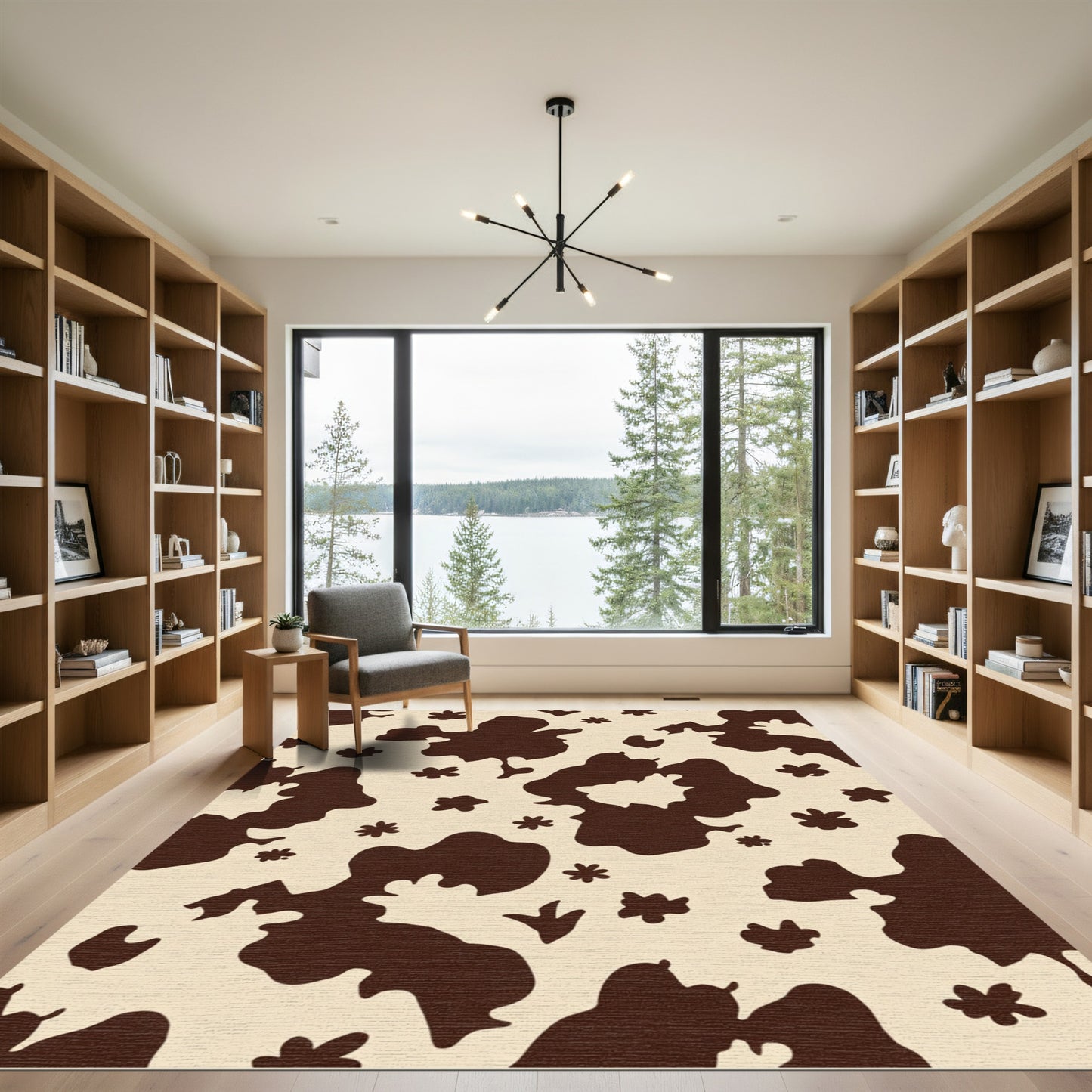 Brown Cream Spotted Organic Shape Rug