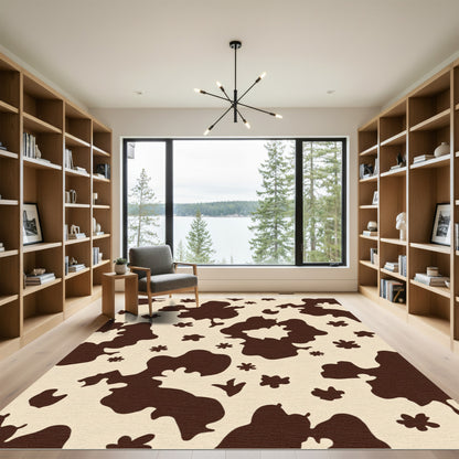 Brown Cream Spotted Organic Shape Rug