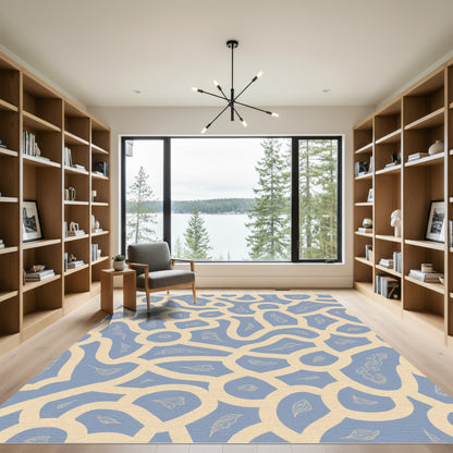 Light Blue Beige Organic Outline Rug