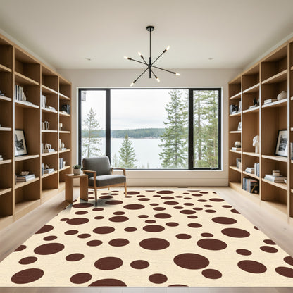 Cream Brown Polka Dot Scatter Rug