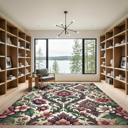 Vintage Floral Damask Dusty Rose Rug