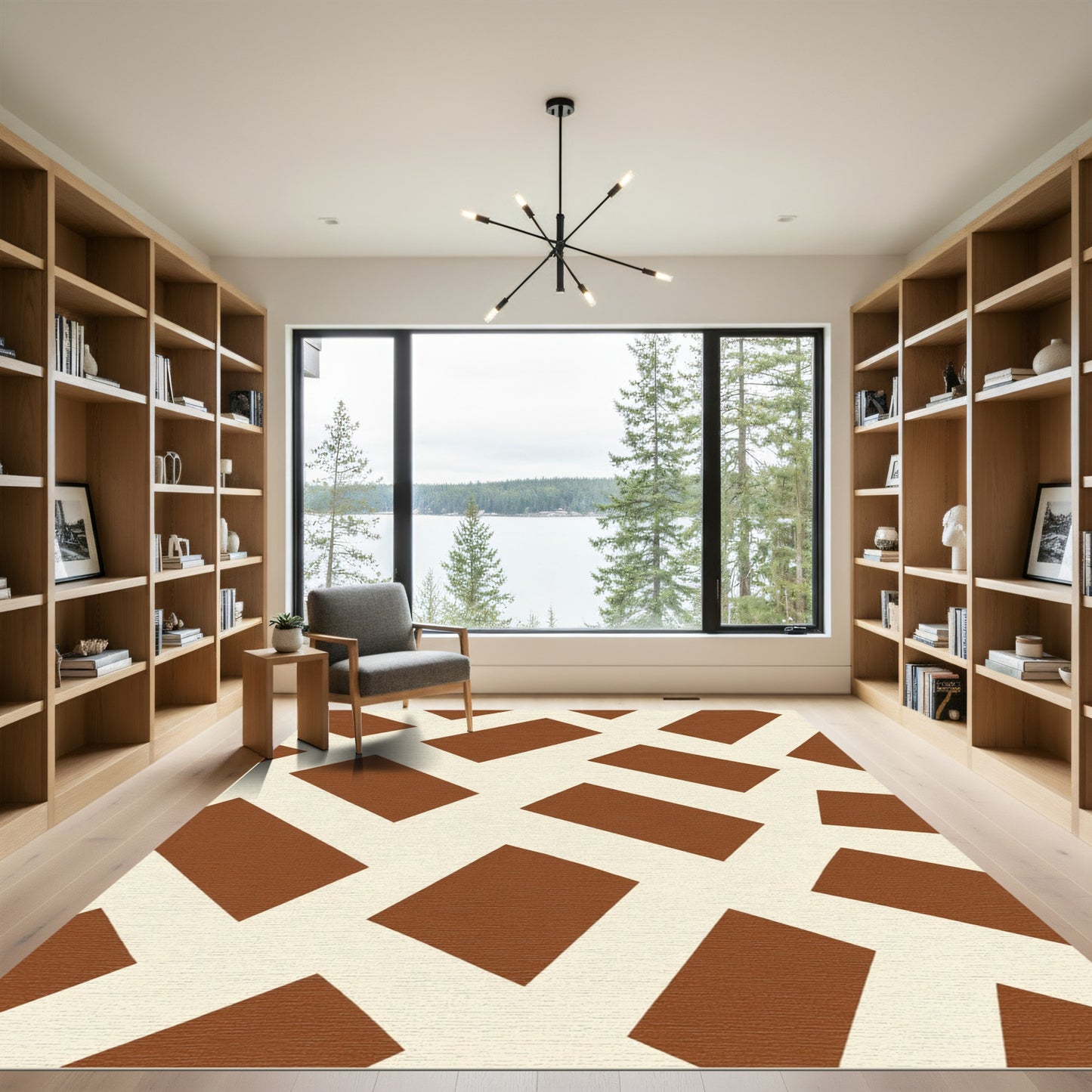 Classic Cream Brown Bricked Weave Rug
