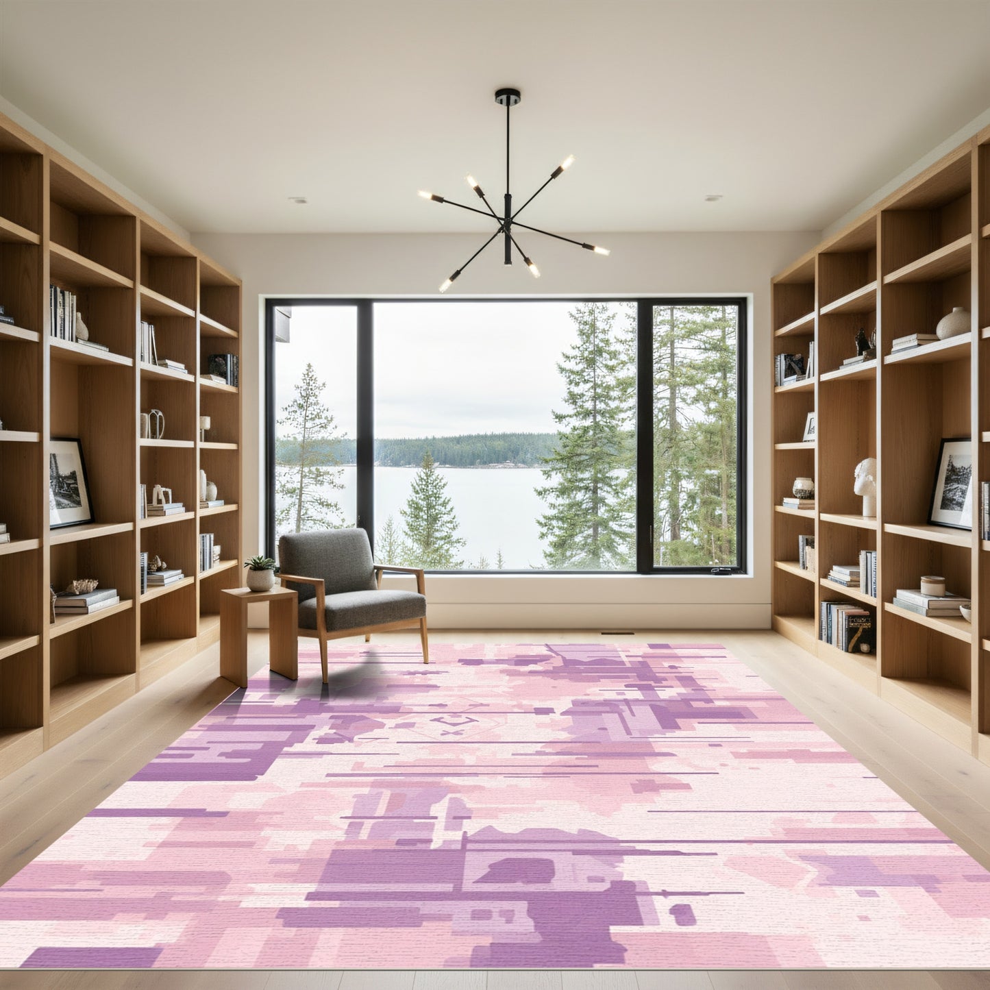 Soft Pink Purple Glitch Blocks Rug
