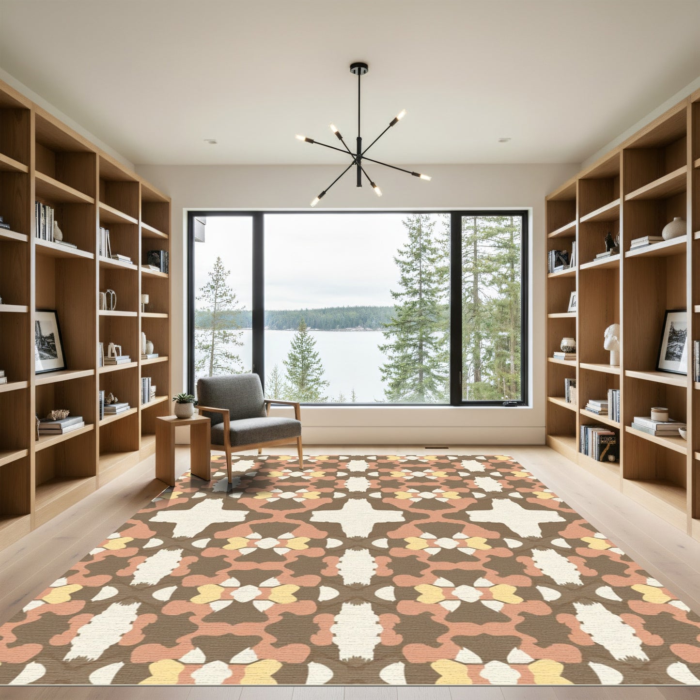 Earthy Geometric Echo Medallion Rug