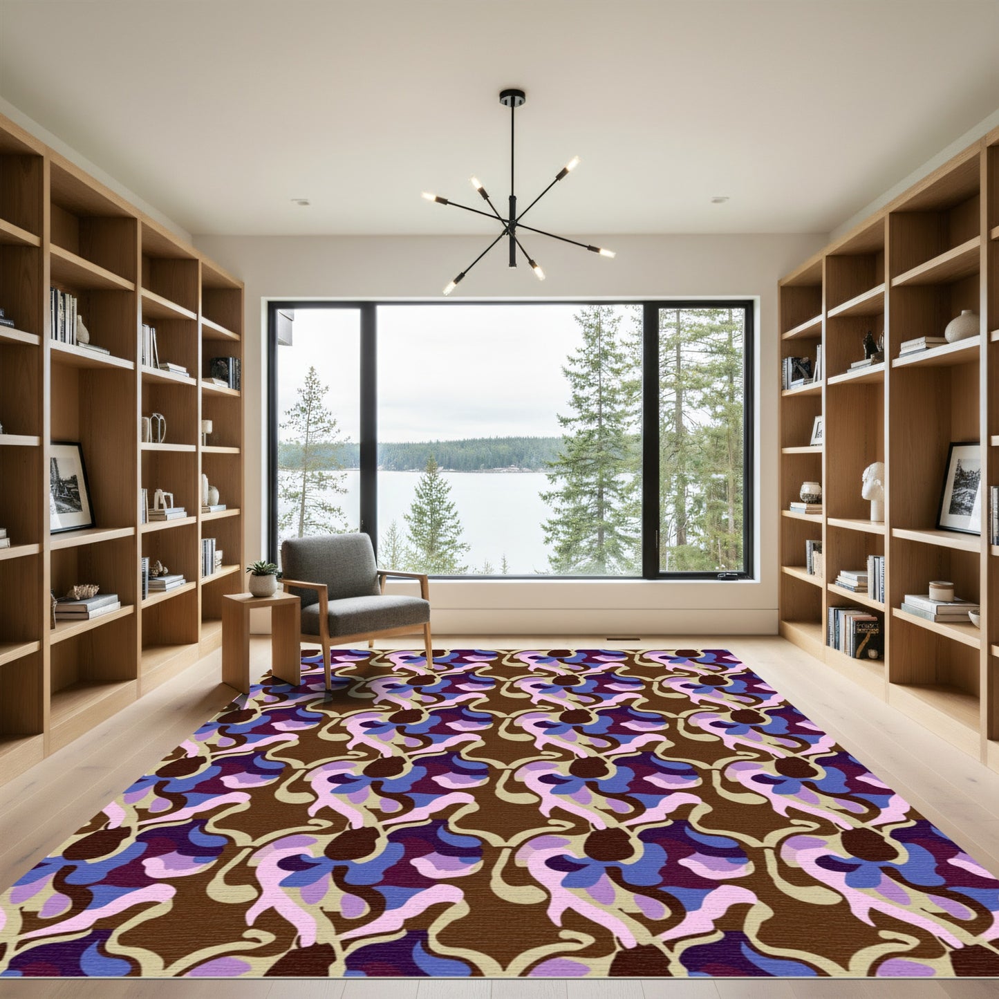 Brown Purple Pink Abstract Organic Weave Rug