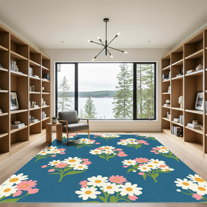 Retro Daisy Floral Bouquet Arrangement Rug
