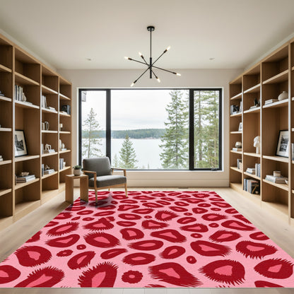 Pink Red Leopard Spots Rug