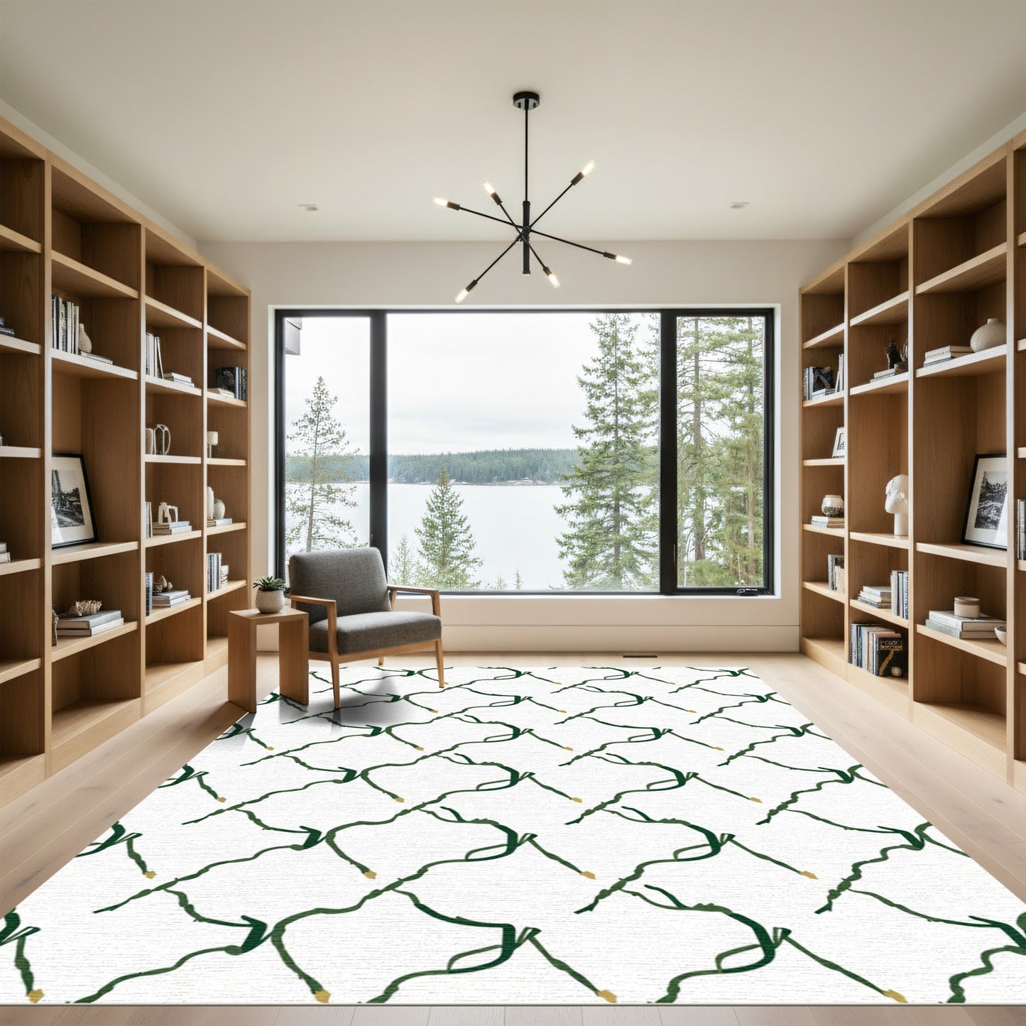 Green Vine Lattice Diamond Rug