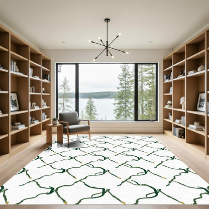 Green Vine Lattice Diamond Rug