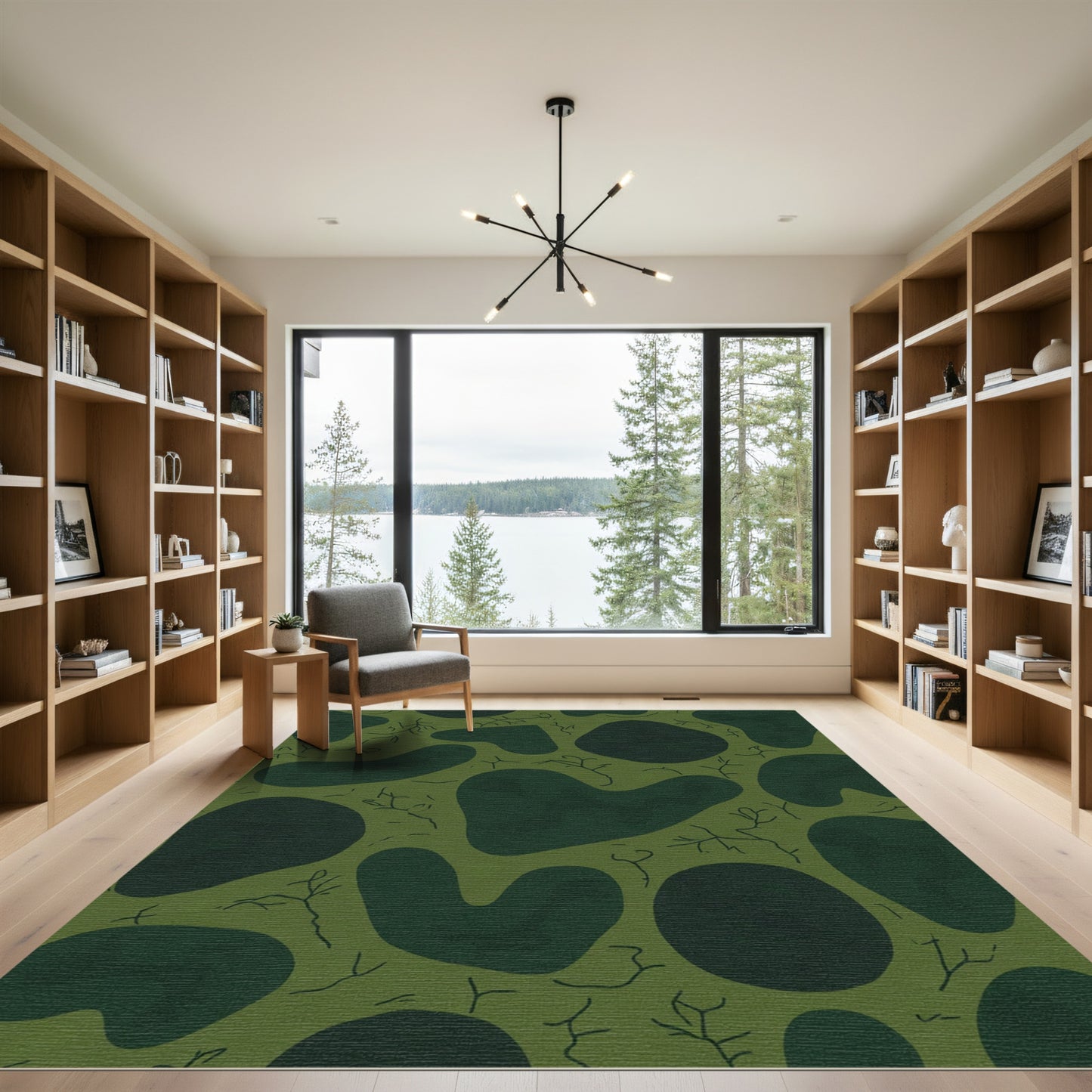 Green Organic Camouflage Abstract Rug