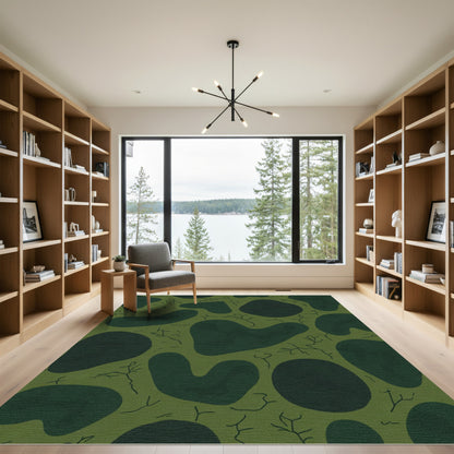 Green Organic Camouflage Abstract Rug