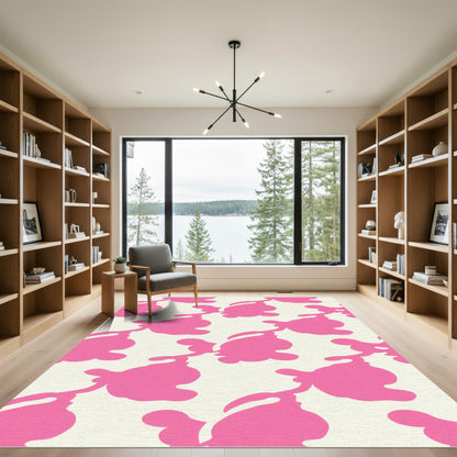 Whimsical Pink Floral Vine Area Rug